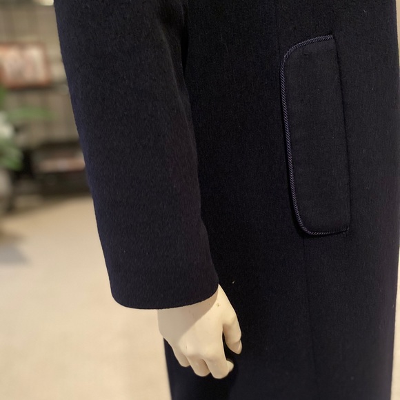 100% Cashmere Full Length Navy Wrap Coat - Picture 5 of 9